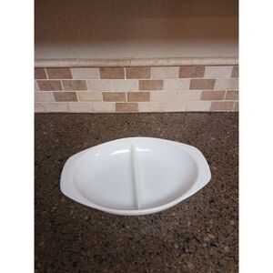 White Ceramic Divided Serving‎ Dish Oval Platter Dinnerware